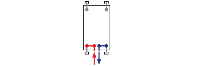 RADIK LINE VERTIKAL-M - připojení Spodní středové